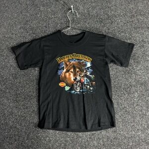 Vintage Harley-Davidson Wolf Rider Graphic Tee Youth 10–12 3D